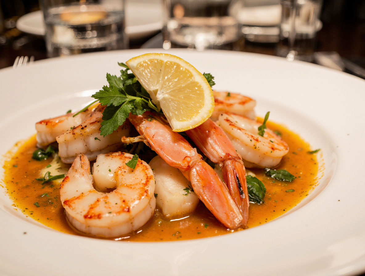 ariscada gallega fresca con centollo, gambas y cigalas servida en el restaurante O'Canastro en San Agustín.